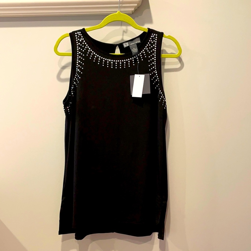 NWT XL Chelsea & Theodore studded black top